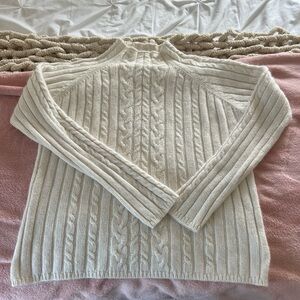 cream cable knit mock neck sweater